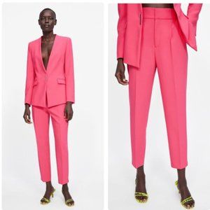 NWOT Zara Woman High Waist Hot Pink Ankle Trousers size 28/6